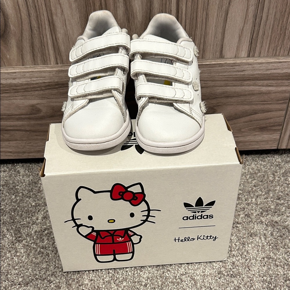 Adidas Kids White Sneakers with Hello Kitty Design